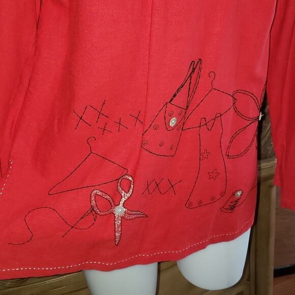 Vintage Ali Miles Stitched Embroidered Fashion Scene Long Sleeve Button Down - Picture 3 of 12